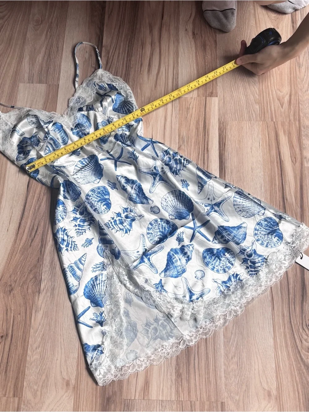 Amazon Blue & White Seashell Lace-Trim Slip